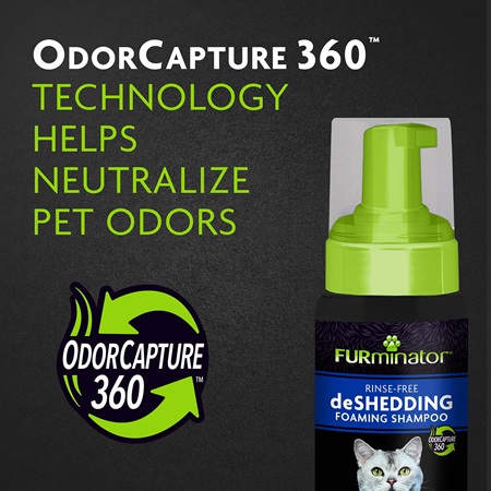 P-93359 Rinse-Free deShedding Foaming Shampoo for Cats, 8.5 oz OdorCapture 360™ Technology