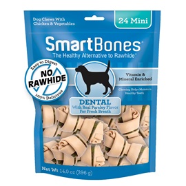 SBD-00222 SmartBones Mini Dental Chews for Dogs, 24 Count front of packaging